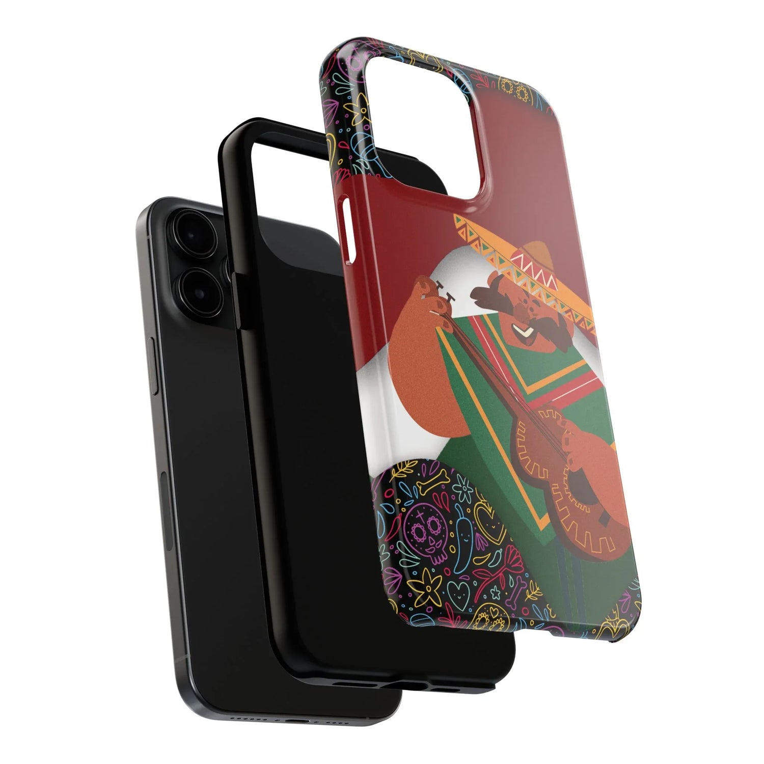 Mexico Mariachi Guitarist Tough Phone Case — Colorful Mexican Folk Art iPhone Cover - DiwaKi