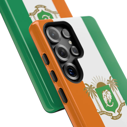 Ivory Coast Flag Tough Phone Case — Orange White Green Shield Crest - DiwaKi