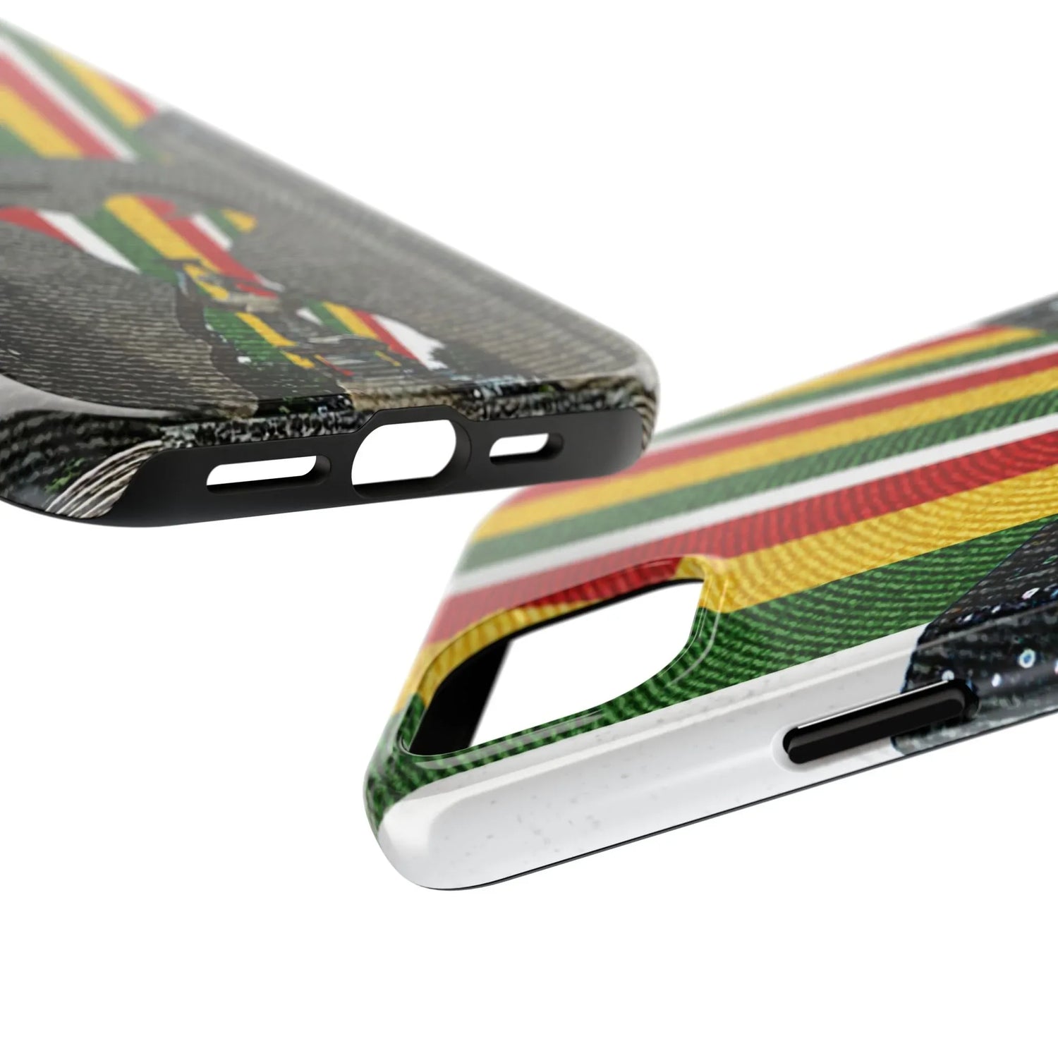 Togo Tough Phone Case — Durable Denim Look with Red Yellow Green Design - DiwaKi