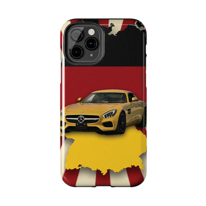 Mercedes Sports Car Tough Phone Case — Yellow GT on Red &amp; Black Background - DiwaKi