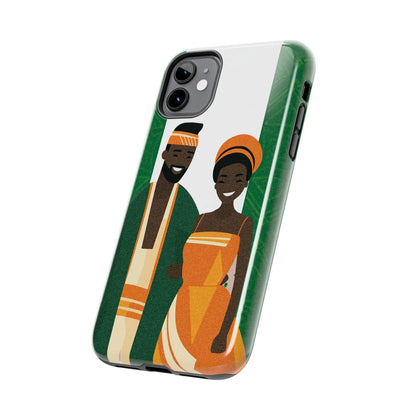 Tough Phone Case — Afrocentric Nigerian Couple Illustration, Protective Hard-Shell Phone Cover - DiwaKi