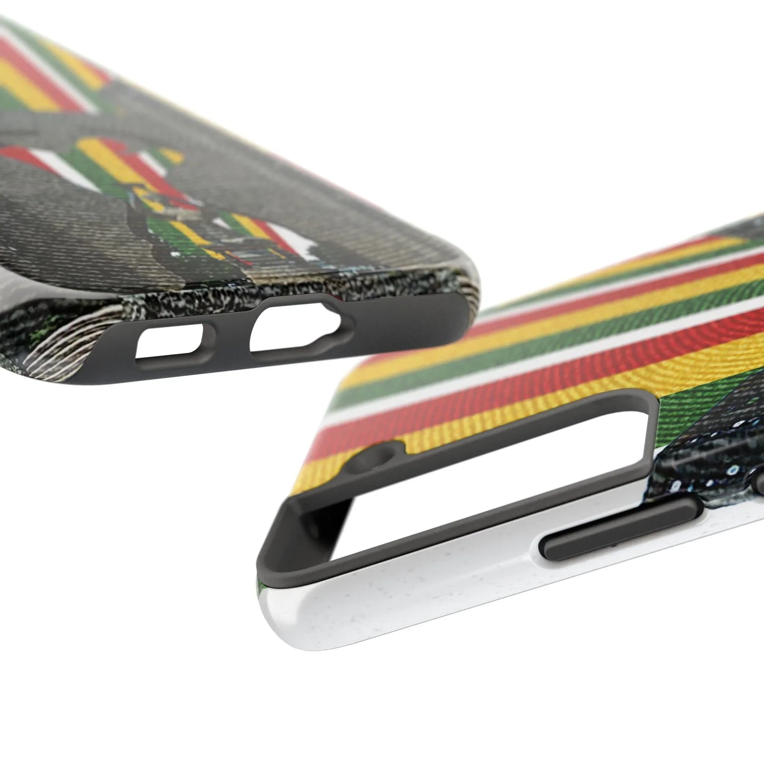 Togo Tough Phone Case — Durable Denim Look with Red Yellow Green Design - DiwaKi