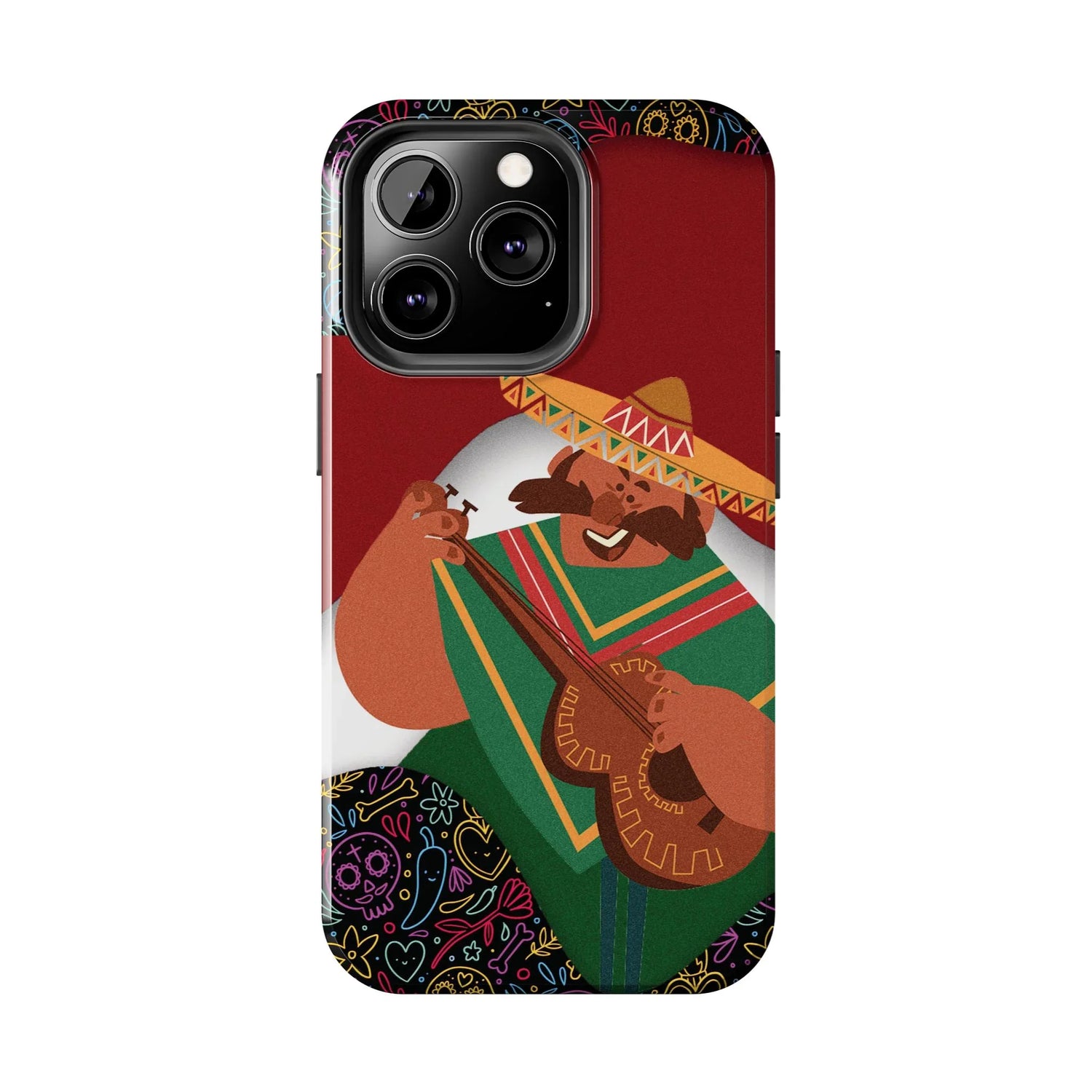 Mexico Mariachi Guitarist Tough Phone Case — Colorful Mexican Folk Art iPhone Cover - DiwaKi