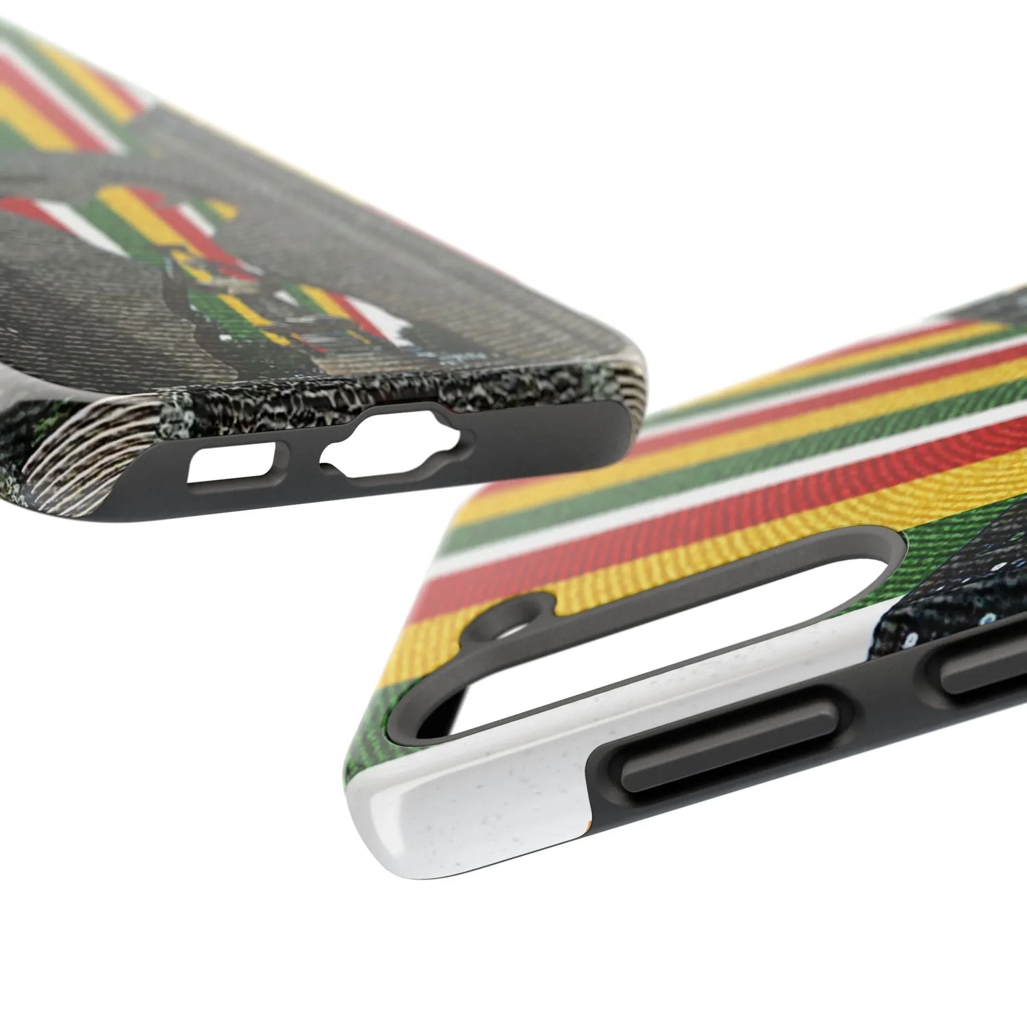 Togo Tough Phone Case — Durable Denim Look with Red Yellow Green Design - DiwaKi