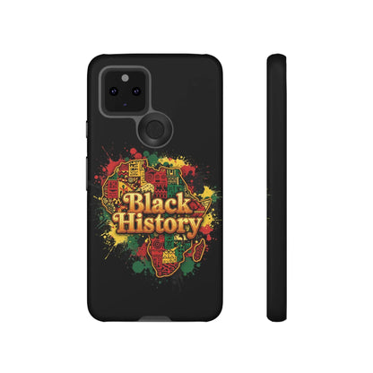 Black History Phone Case — Afrocentric Map Design, Bold Red‑Green‑Gold Splash - DiwaKi
