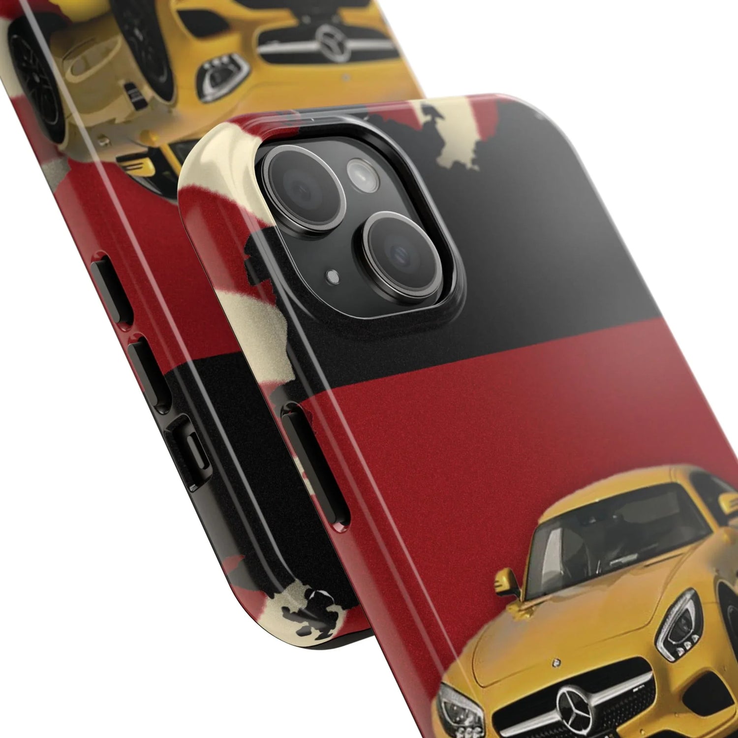 Mercedes Sports Car Tough Phone Case — Yellow GT on Red &amp; Black Background - DiwaKi