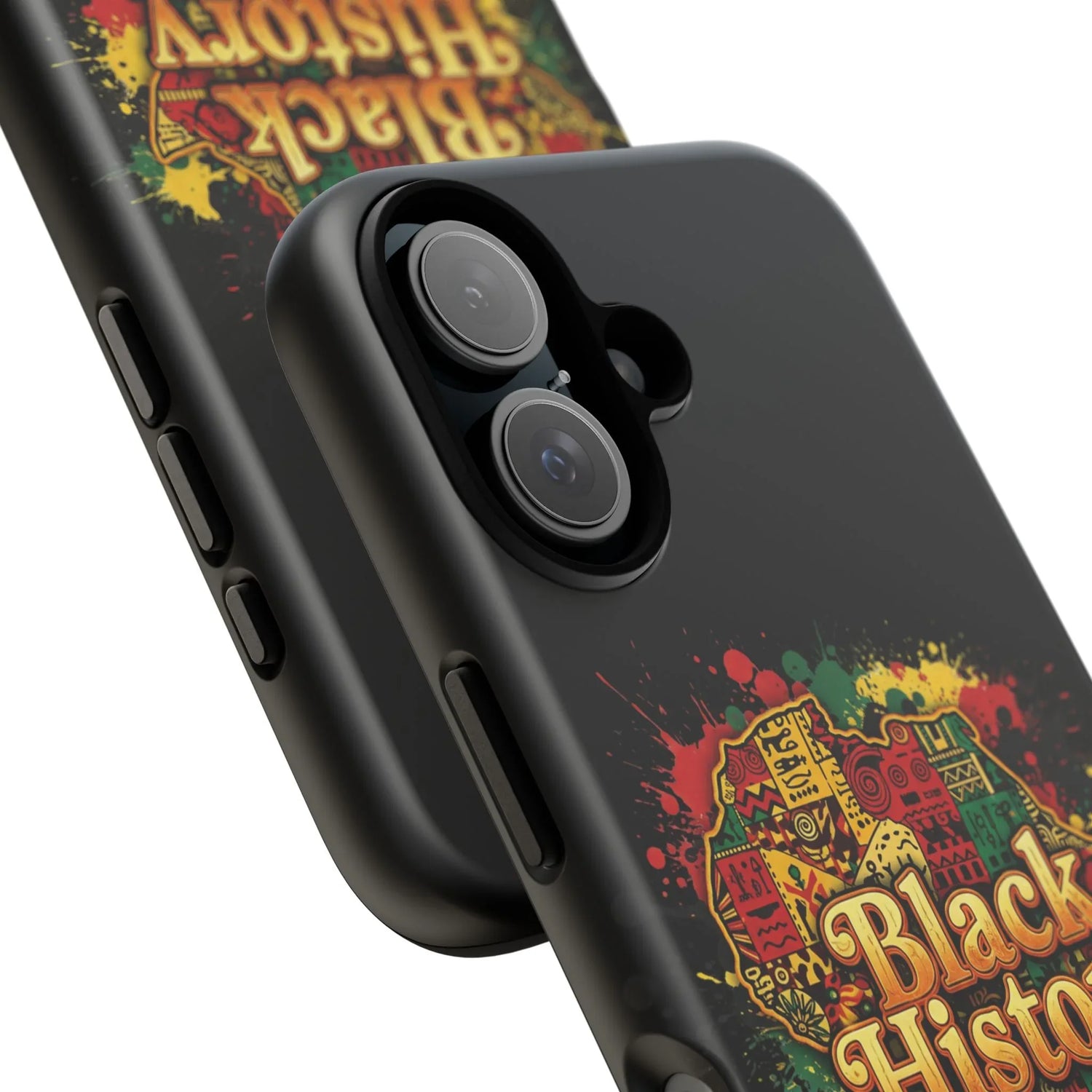 Black History Phone Case — Afrocentric Map Design, Bold Red‑Green‑Gold Splash - DiwaKi