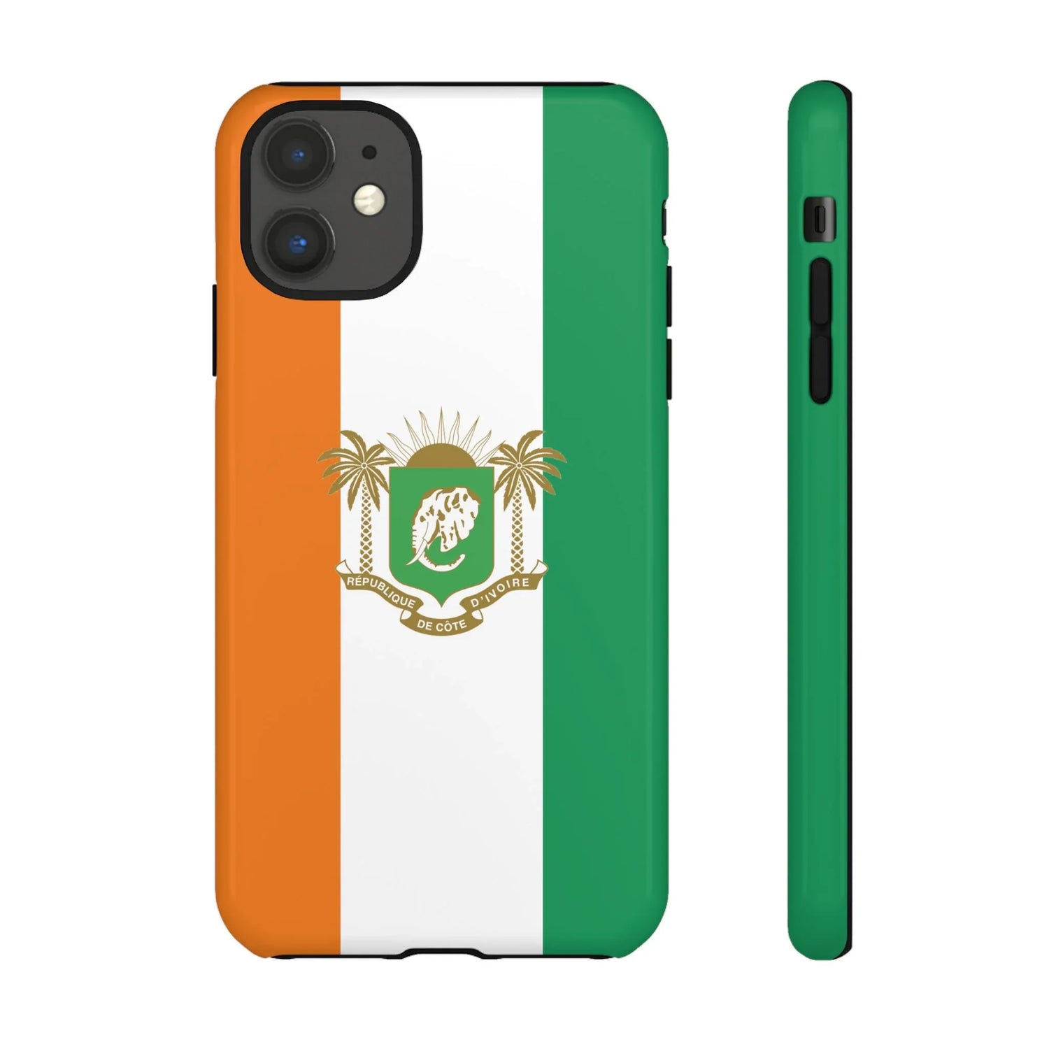 Ivory Coast Flag Tough Phone Case — Orange White Green Shield Crest - DiwaKi