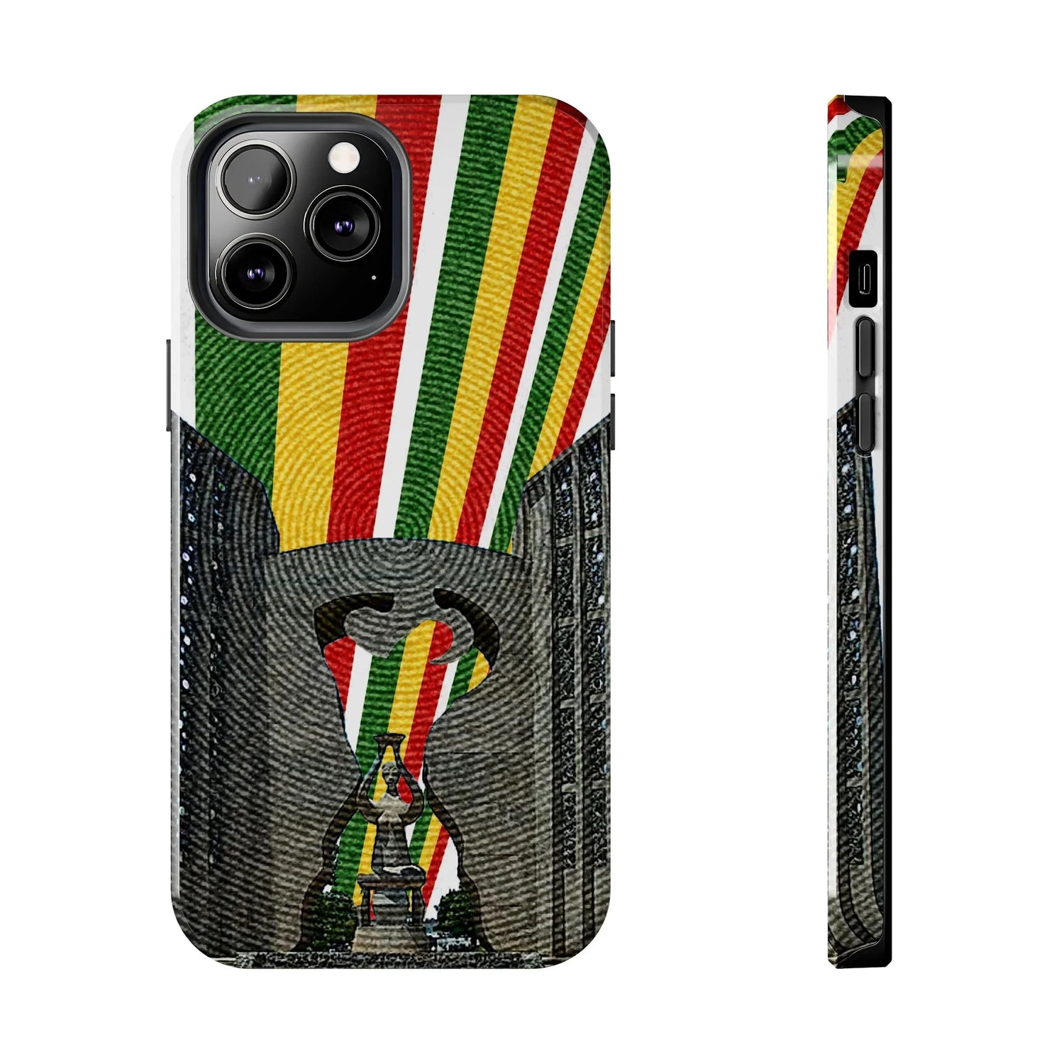 Togo Tough Phone Case — Durable Denim Look with Red Yellow Green Design - DiwaKi