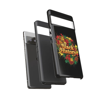 Black History Phone Case — Afrocentric Map Design, Bold Red‑Green‑Gold Splash - DiwaKi