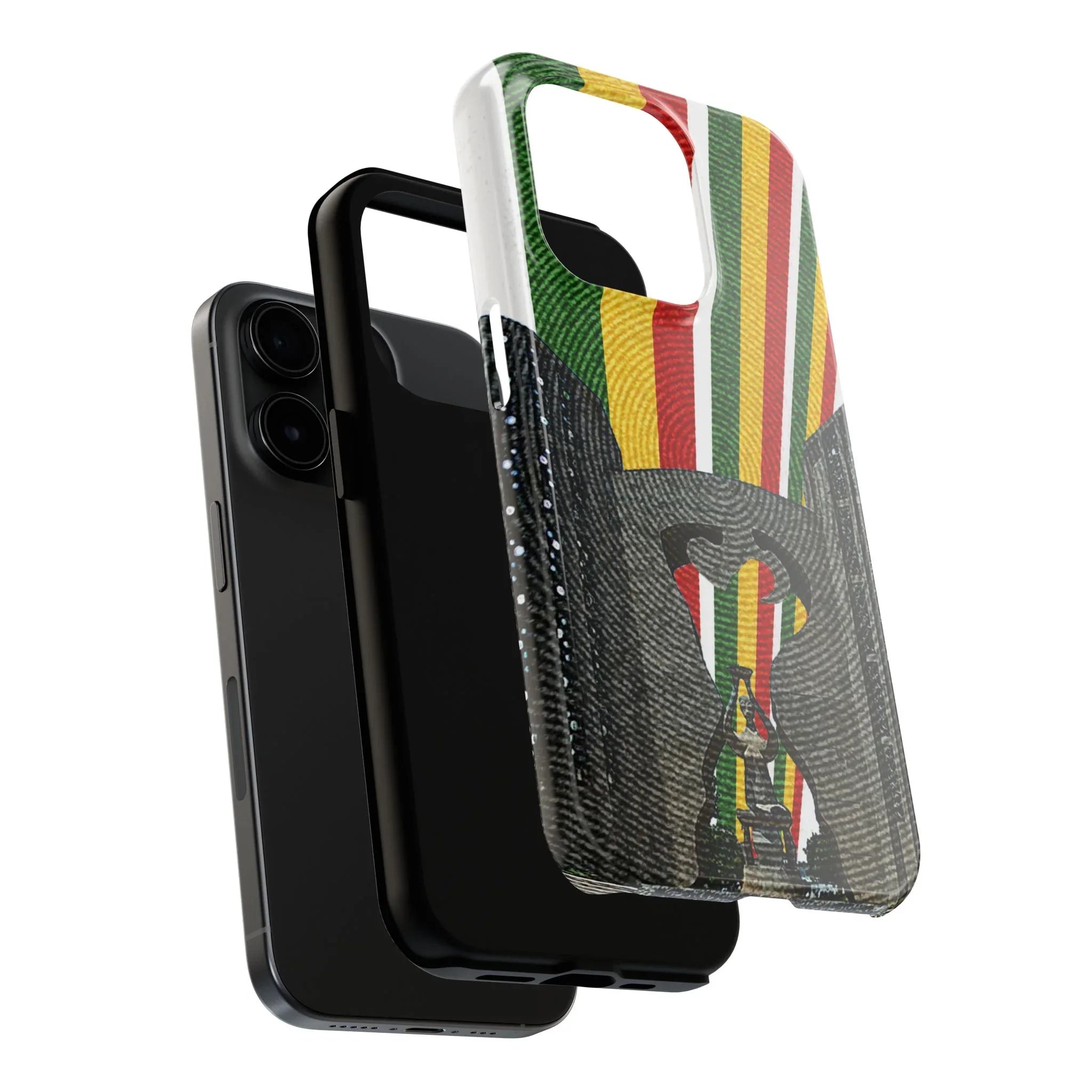 Togo Tough Phone Case — Durable Denim Look with Red Yellow Green Design - DiwaKi