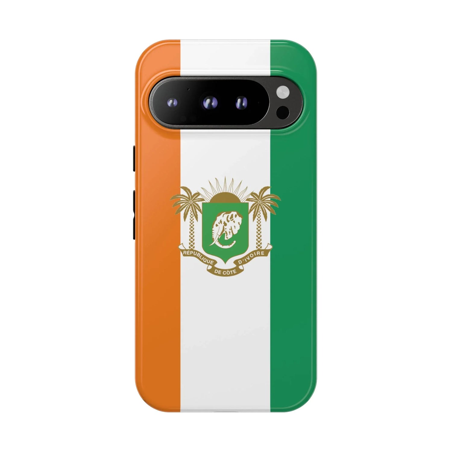 Ivory Coast Flag Tough Phone Case — Orange White Green Shield Crest - DiwaKi