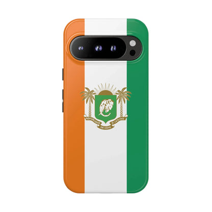 Ivory Coast Flag Tough Phone Case — Orange White Green Shield Crest - DiwaKi