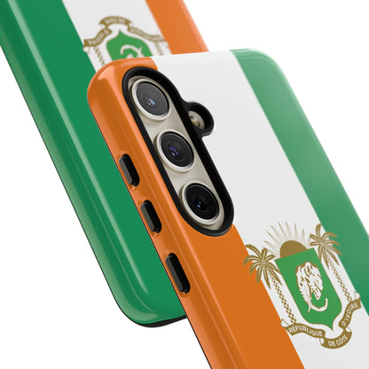 Ivory Coast Flag Tough Phone Case — Orange White Green Shield Crest - DiwaKi