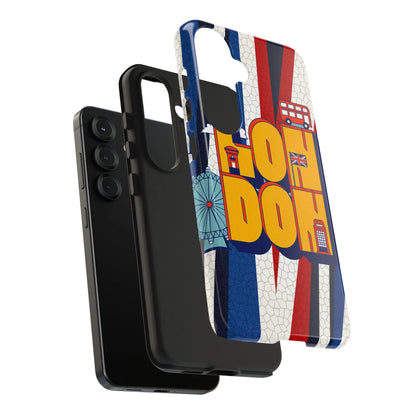London Graphic Tough Phone Case – Retro Union Jack Travel Design - DiwaKi