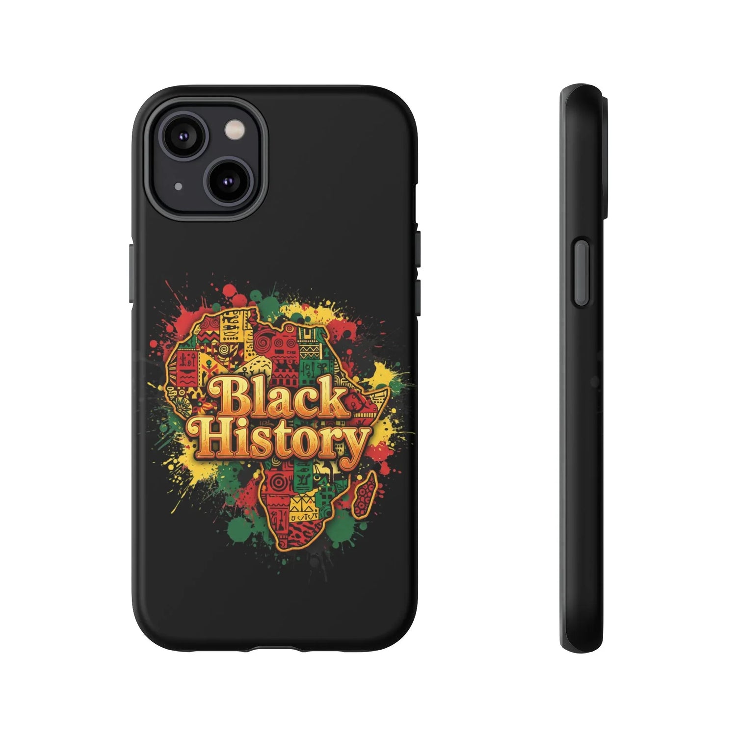 Black History Phone Case — Afrocentric Map Design, Bold Red‑Green‑Gold Splash - DiwaKi