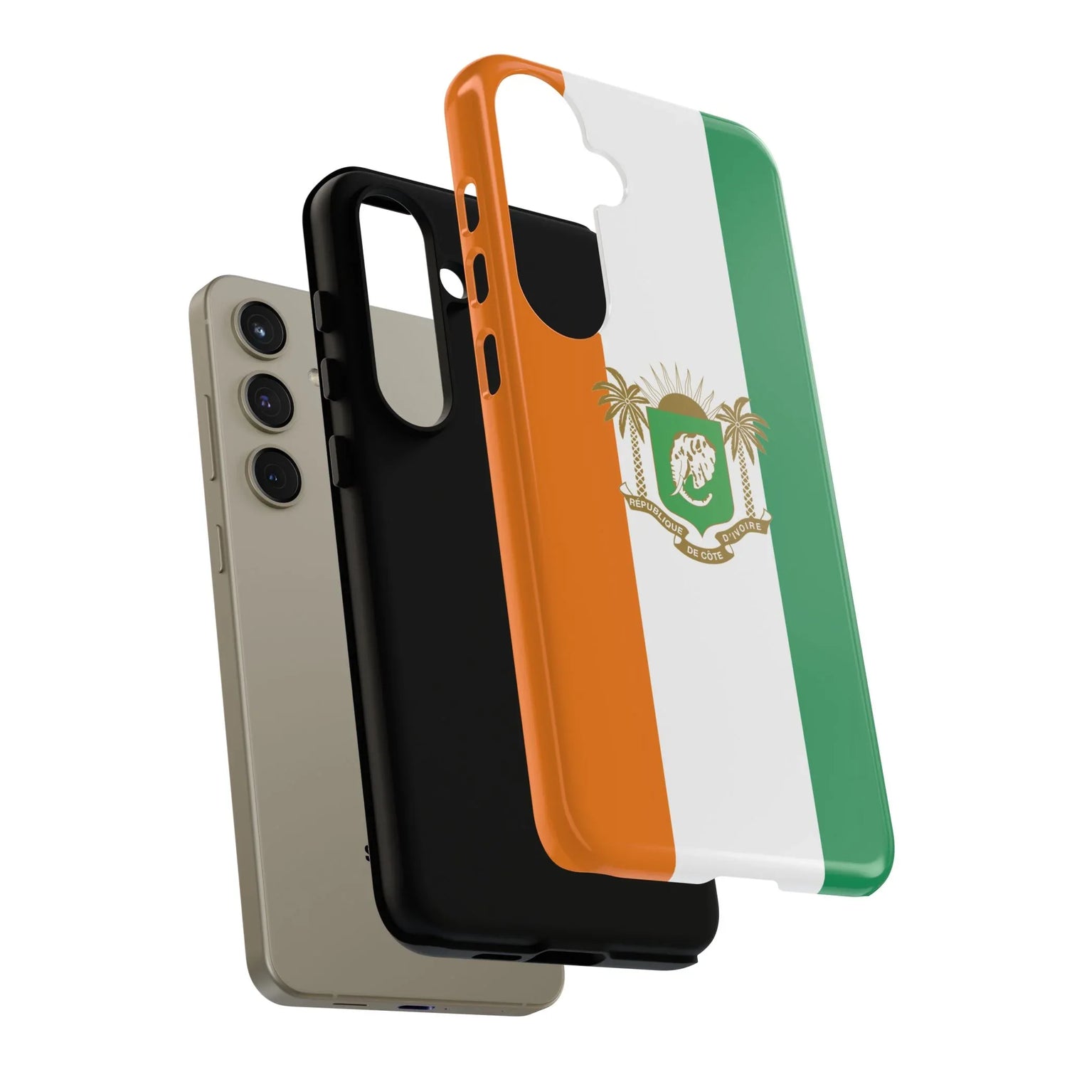 Ivory Coast Flag Tough Phone Case — Orange White Green Shield Crest - DiwaKi