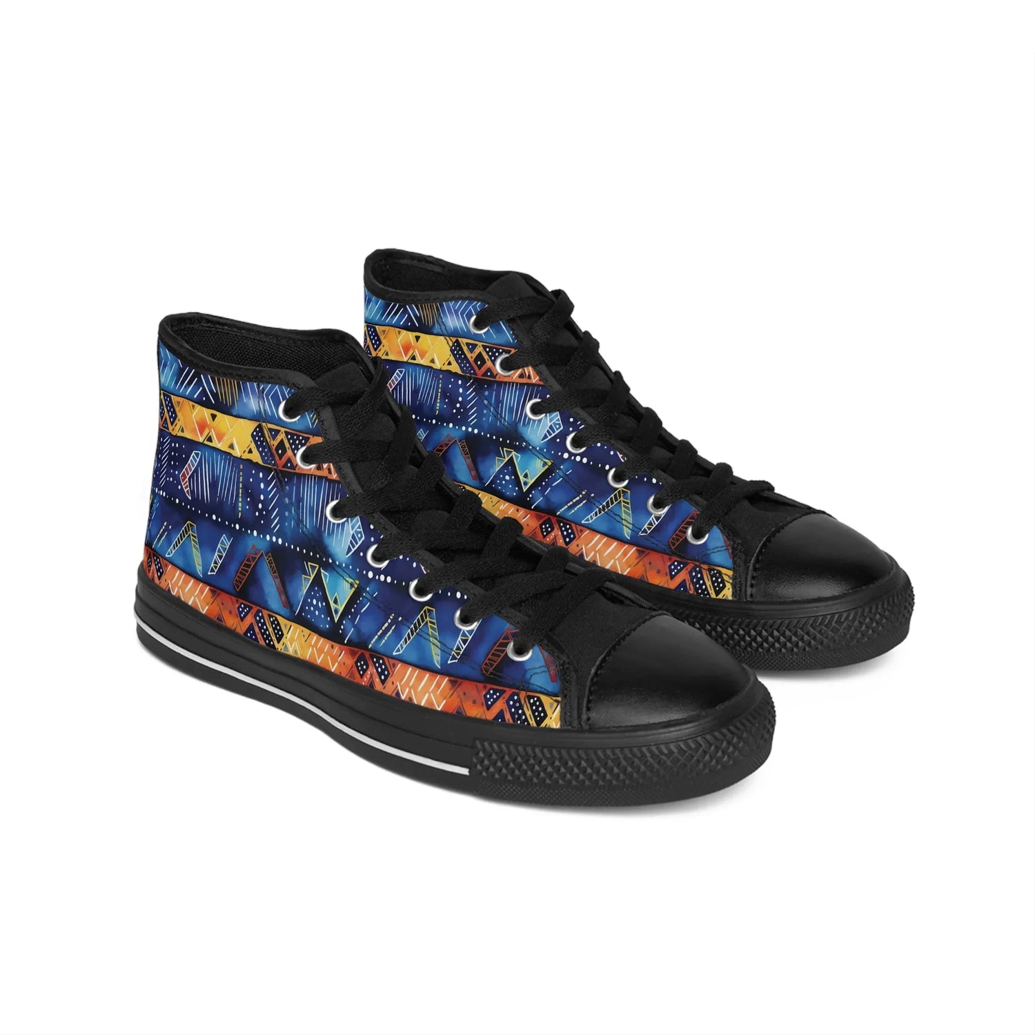 Diwaki Tribal Indigo Geo High-Top Sneakers — Men&