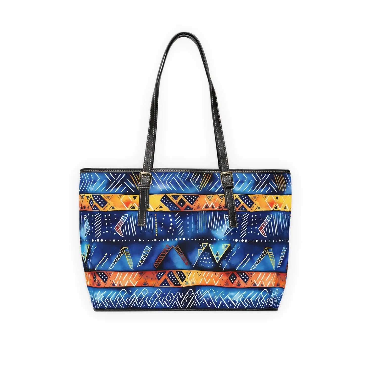 Bogolan Tribal Pattern PU Leather Shoulder Bag – Colorful African Tote - DiwaKi