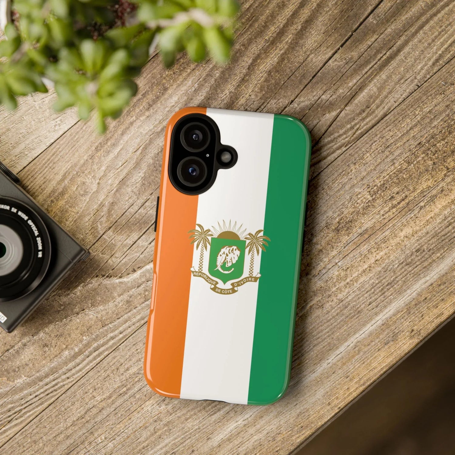 Ivory Coast Flag Tough Phone Case — Orange White Green Shield Crest - DiwaKi
