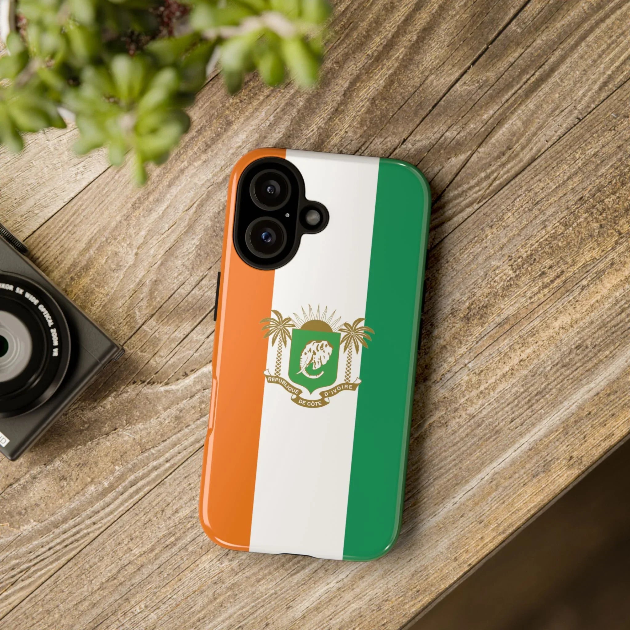Ivory Coast Flag Tough Phone Case — Orange White Green Shield Crest - DiwaKi