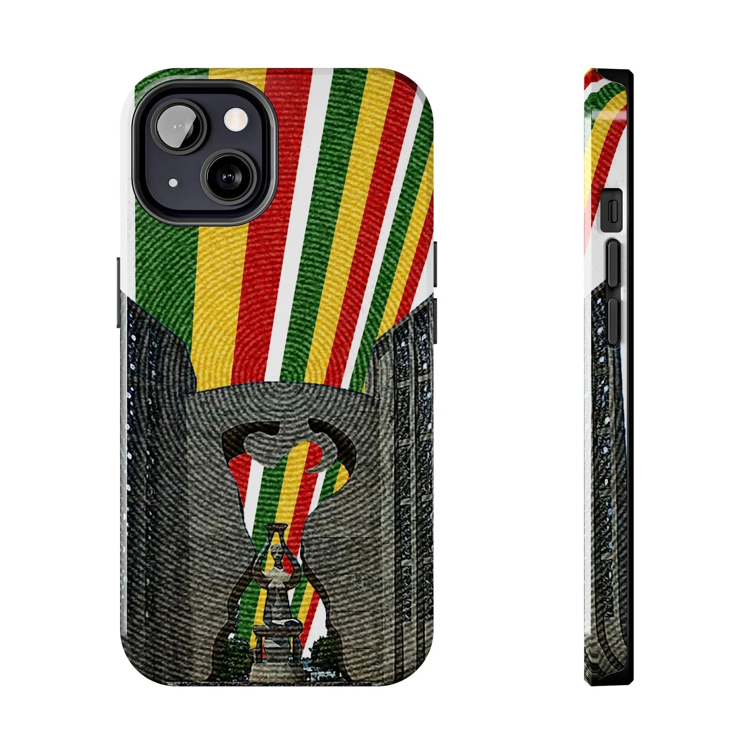 Togo Tough Phone Case — Durable Denim Look with Red Yellow Green Design - DiwaKi