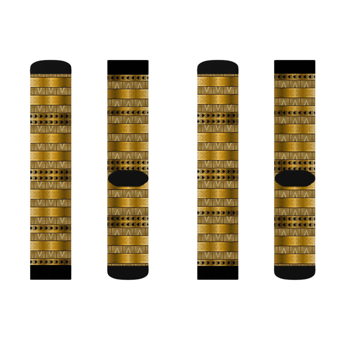 Gold Tribal Pattern Sublimation Socks — Geometric African mudcloth Socks - DiwaKi