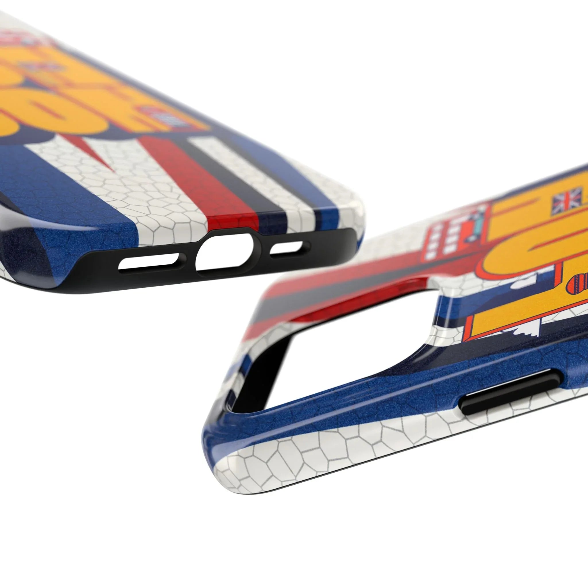 London Graphic Tough Phone Case – Retro Union Jack Travel Design - DiwaKi