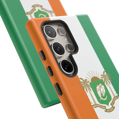 Ivory Coast Flag Tough Phone Case — Orange White Green Shield Crest - DiwaKi