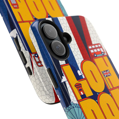 London Graphic Tough Phone Case – Retro Union Jack Travel Design - DiwaKi