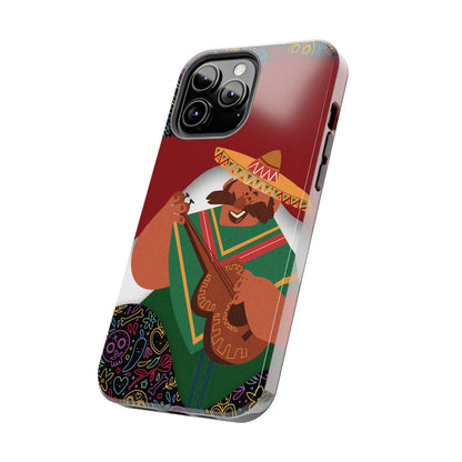 Mexico Mariachi Guitarist Tough Phone Case — Colorful Mexican Folk Art iPhone Cover - DiwaKi