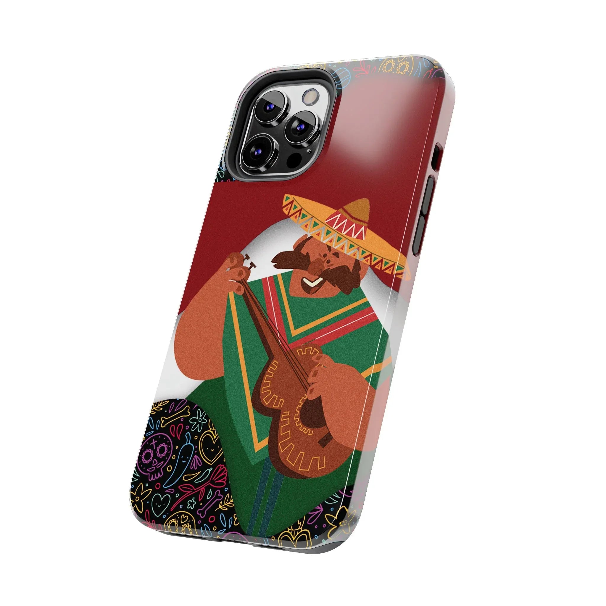 Mexico Mariachi Guitarist Tough Phone Case — Colorful Mexican Folk Art iPhone Cover - DiwaKi