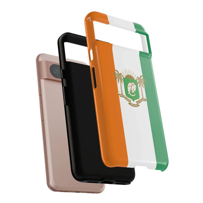 Ivory Coast Flag Tough Phone Case — Orange White Green Shield Crest - DiwaKi