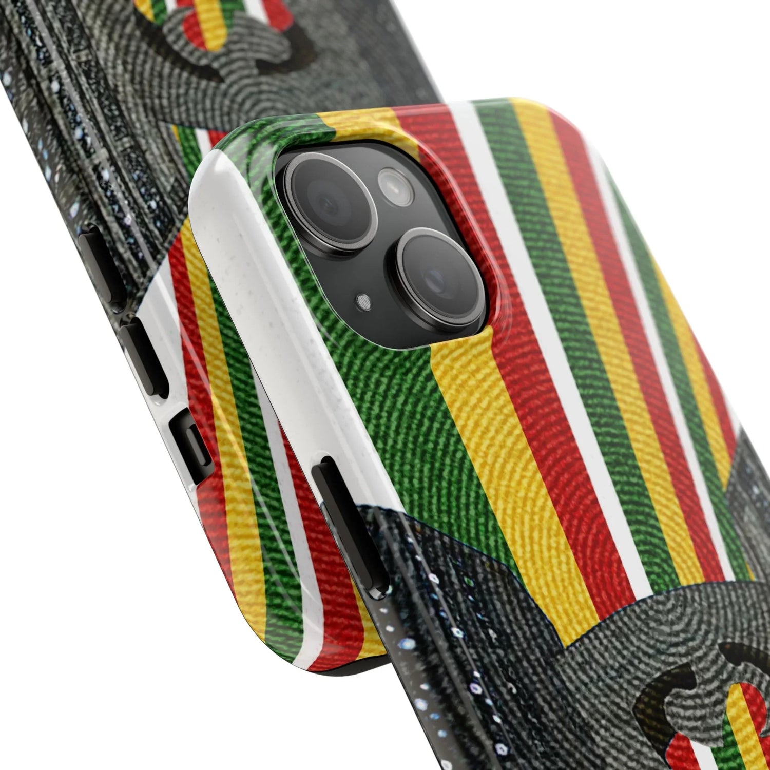 Togo Tough Phone Case — Durable Denim Look with Red Yellow Green Design - DiwaKi
