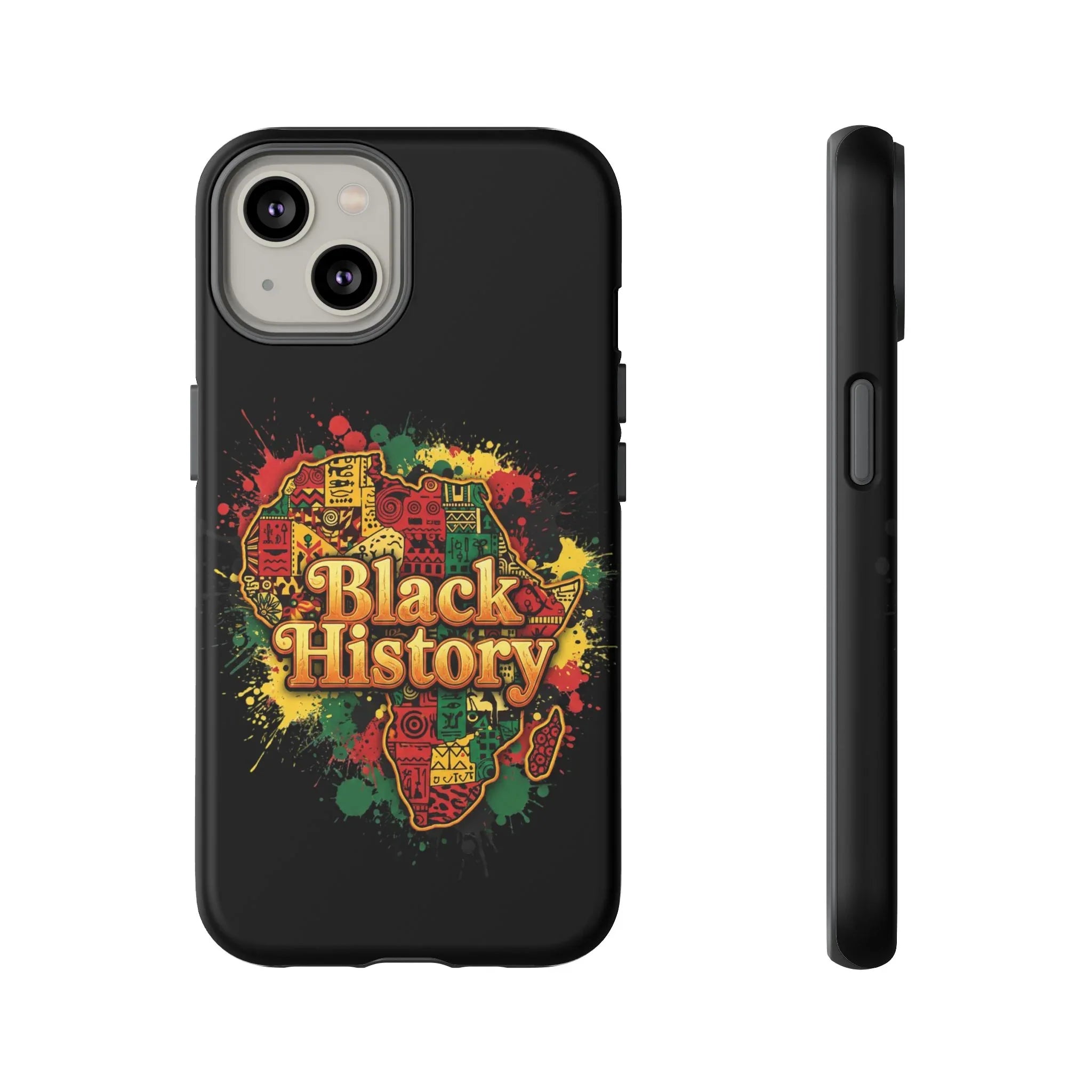 Black History Phone Case — Afrocentric Map Design, Bold Red‑Green‑Gold Splash - DiwaKi