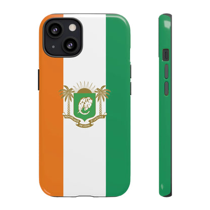 Ivory Coast Flag Tough Phone Case — Orange White Green Shield Crest - DiwaKi