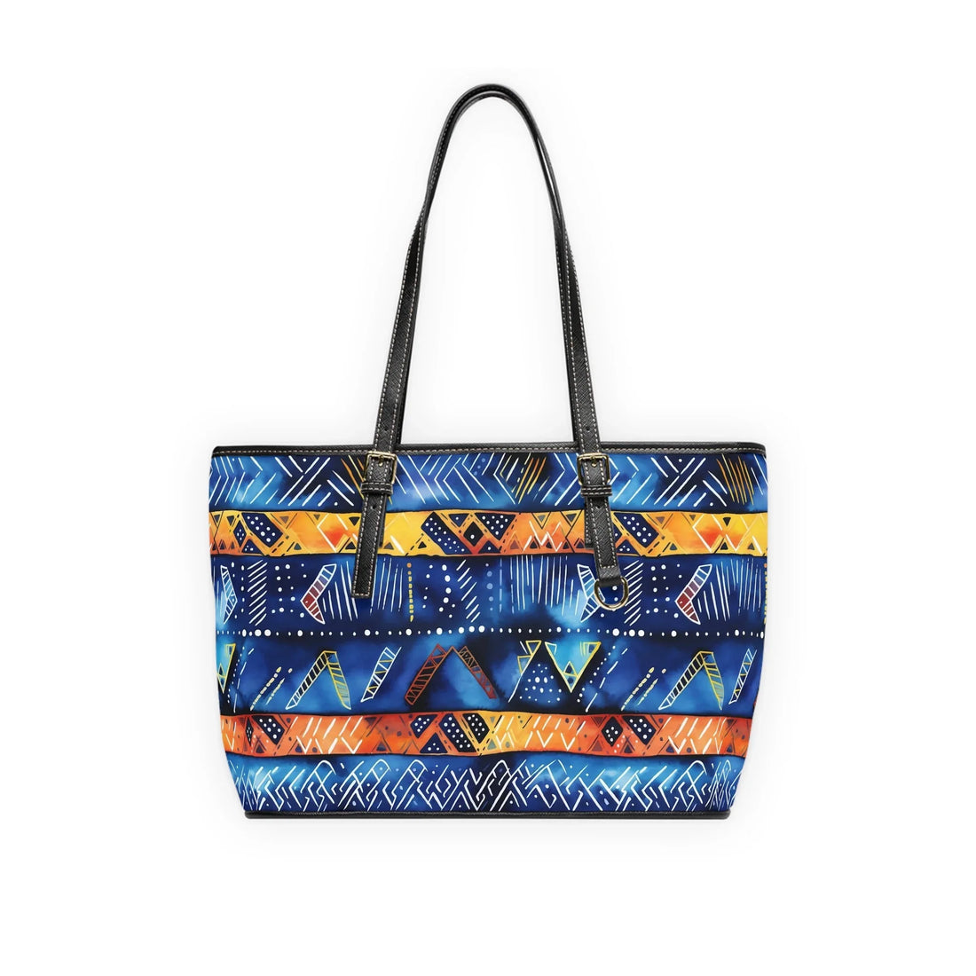 Bogolan Tribal Pattern PU Leather Shoulder Bag – Colorful African Tote - DiwaKi