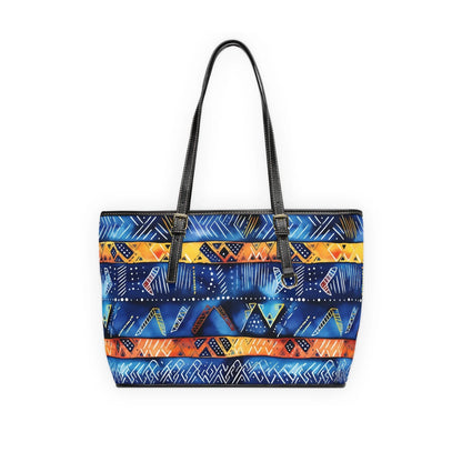Bogolan Tribal Pattern PU Leather Shoulder Bag – Colorful African Tote - DiwaKi