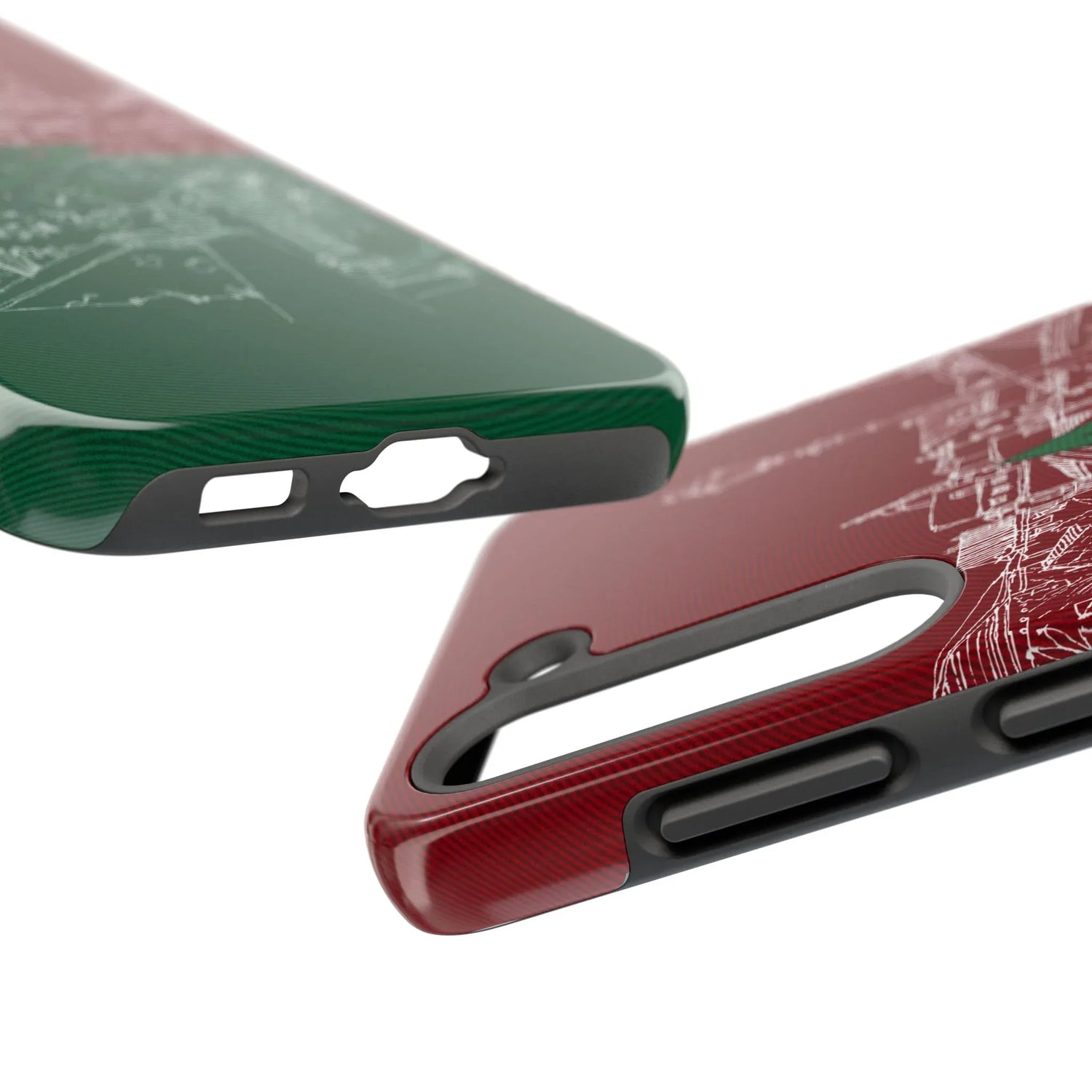 Morocco Flag Sketch Tough Phone Case — Red &amp; Green Casablanca Cityscape - DiwaKi