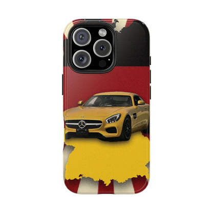 Mercedes Sports Car Tough Phone Case — Yellow GT on Red &amp; Black Background - DiwaKi