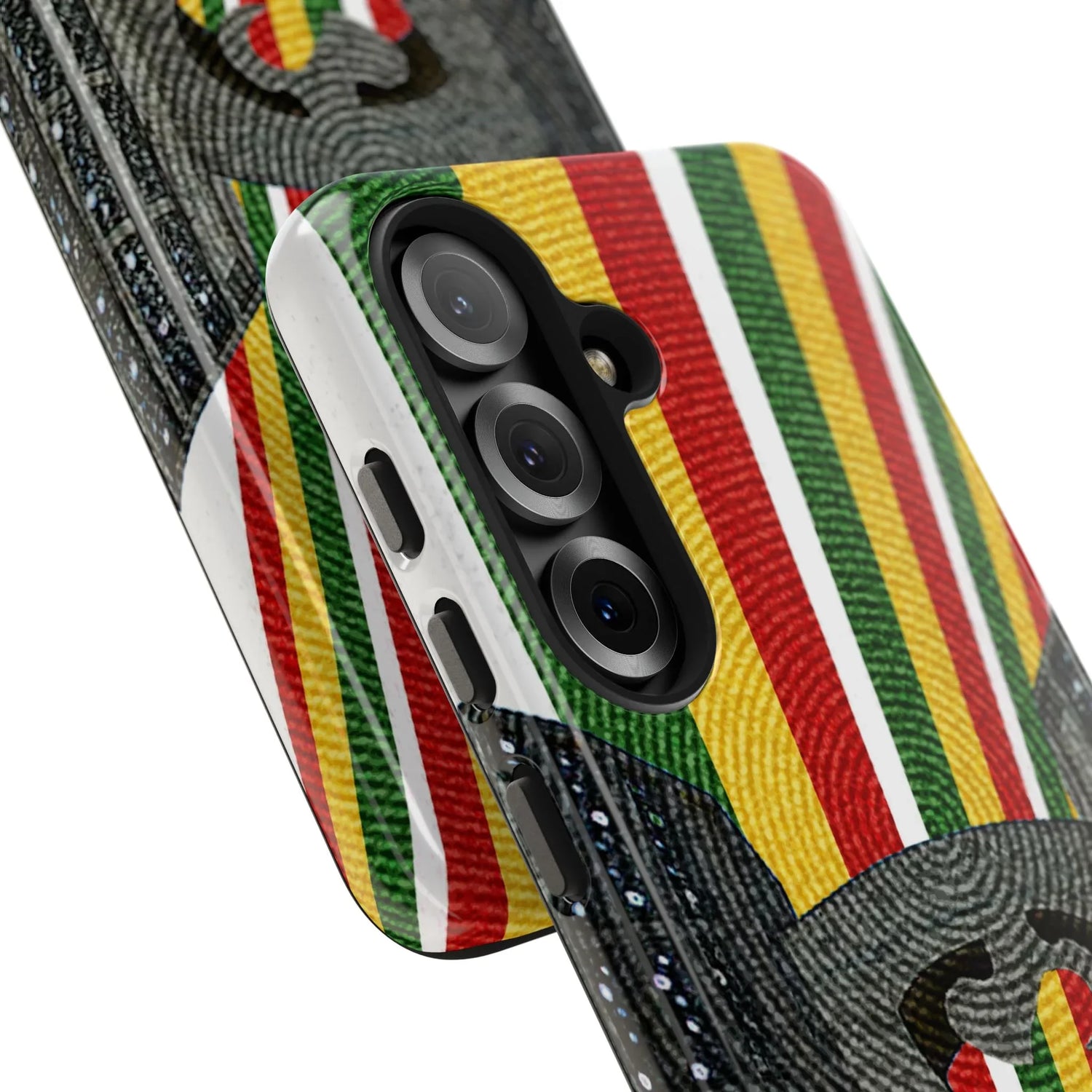 Togo Tough Phone Case — Durable Denim Look with Red Yellow Green Design - DiwaKi