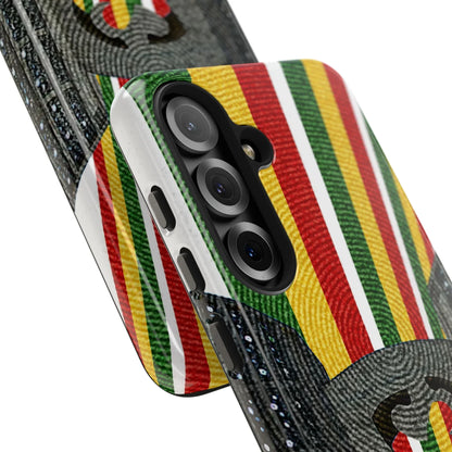 Togo Tough Phone Case — Durable Denim Look with Red Yellow Green Design - DiwaKi