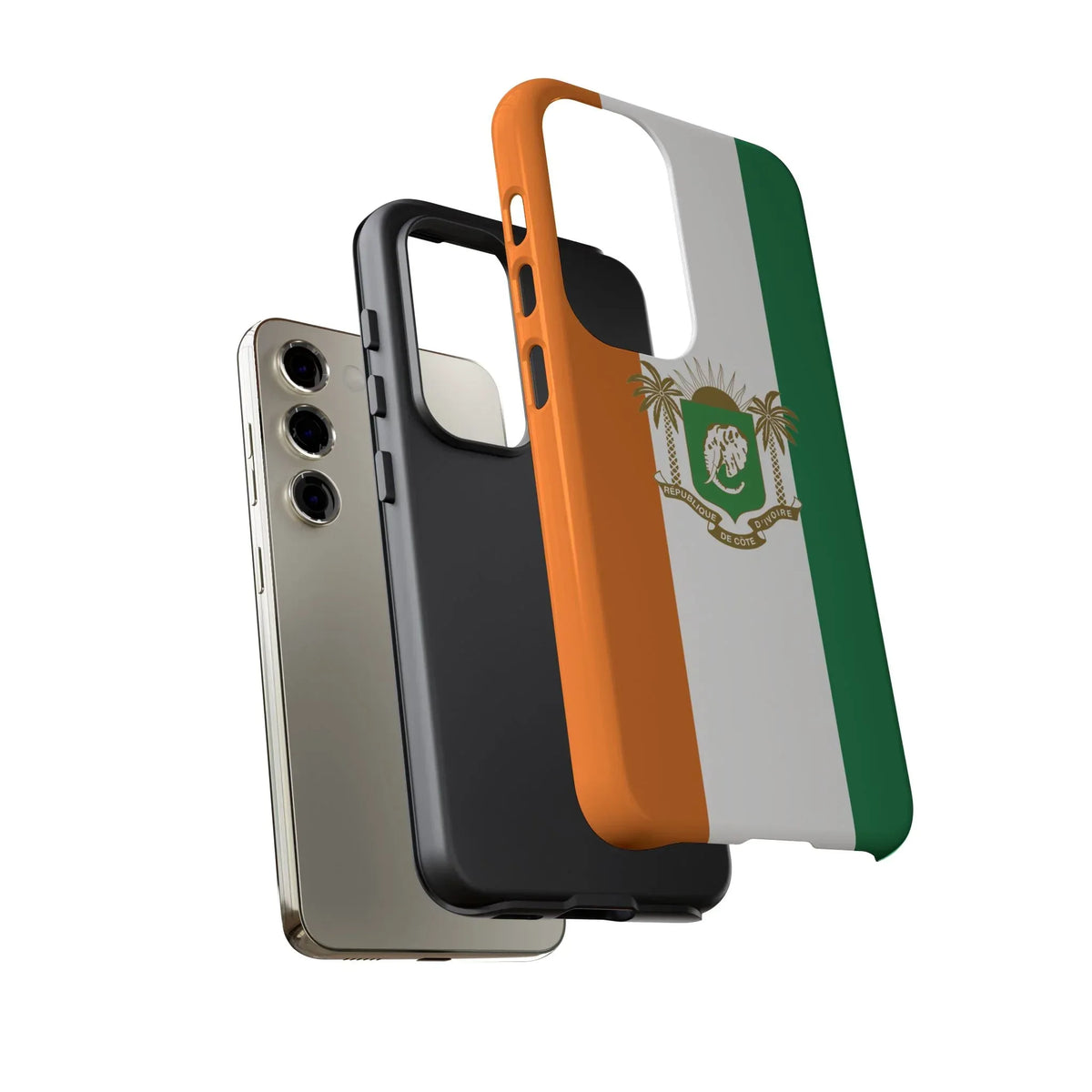 Ivory Coast Flag Tough Phone Case — Orange White Green Shield Crest - DiwaKi