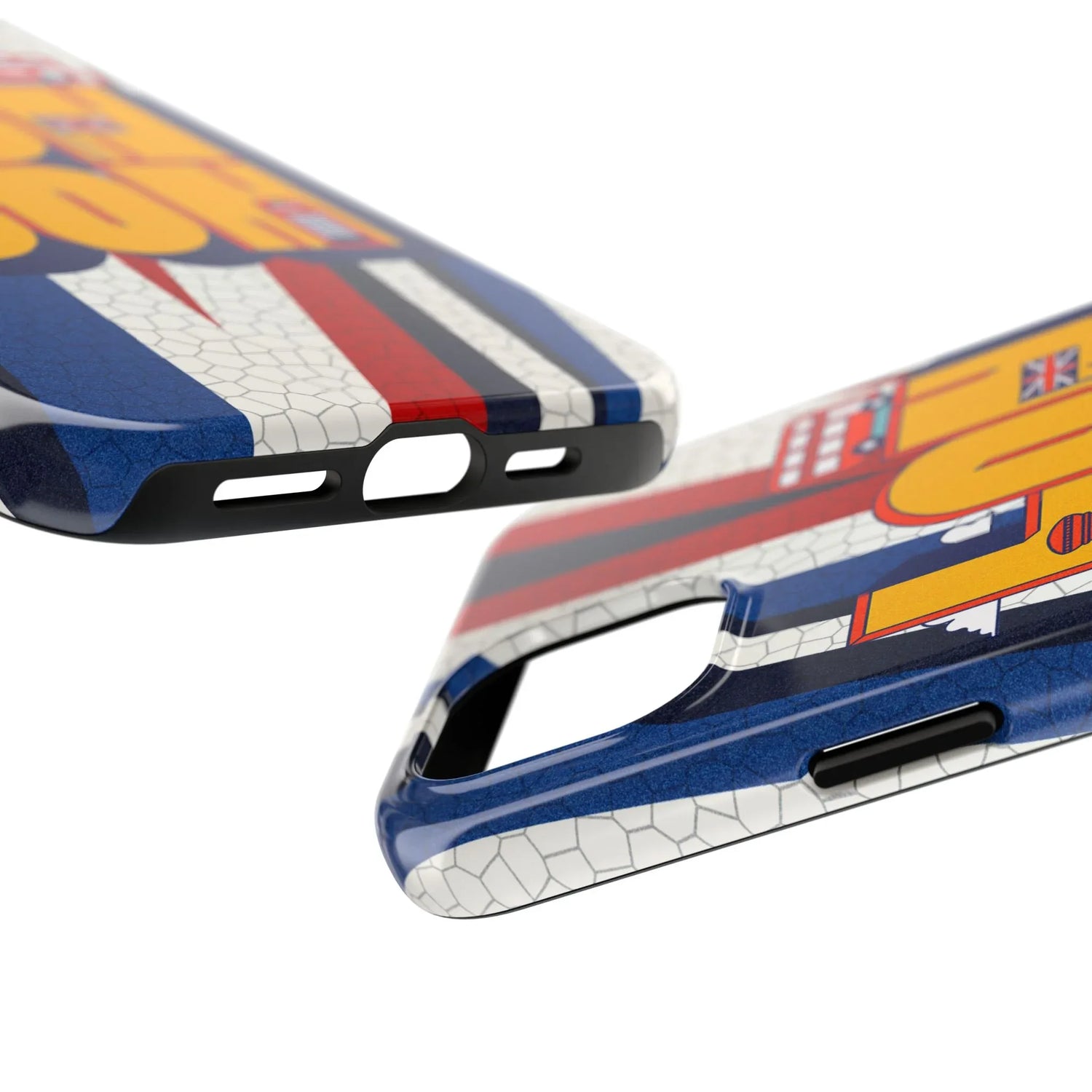 London Graphic Tough Phone Case – Retro Union Jack Travel Design - DiwaKi