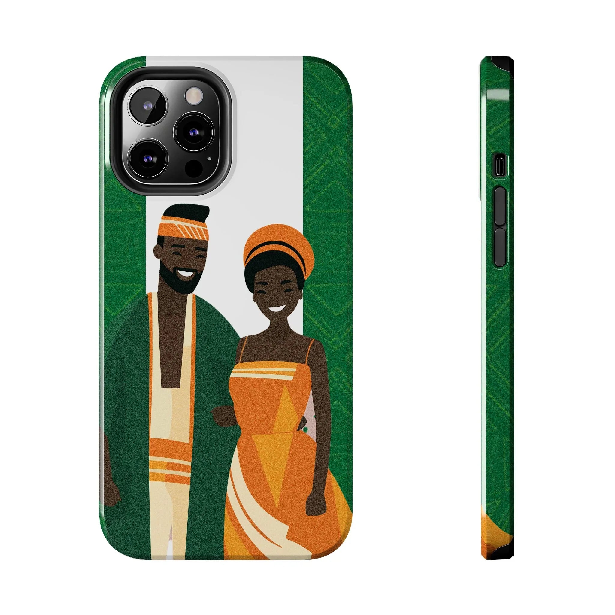 Tough Phone Case — Afrocentric Nigerian Couple Illustration, Protective Hard-Shell Phone Cover - DiwaKi