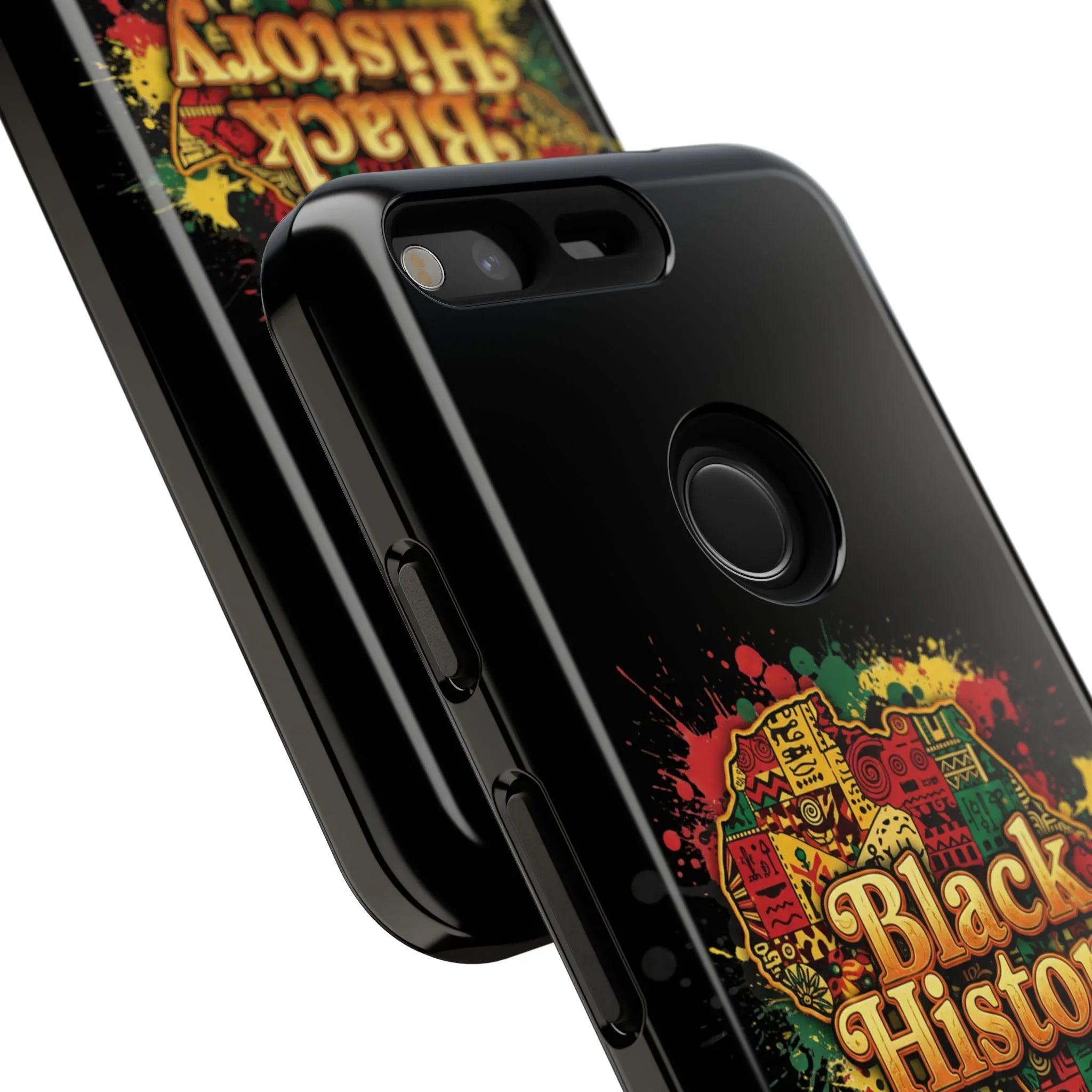 Black History Phone Case — Afrocentric Map Design, Bold Red‑Green‑Gold Splash - DiwaKi