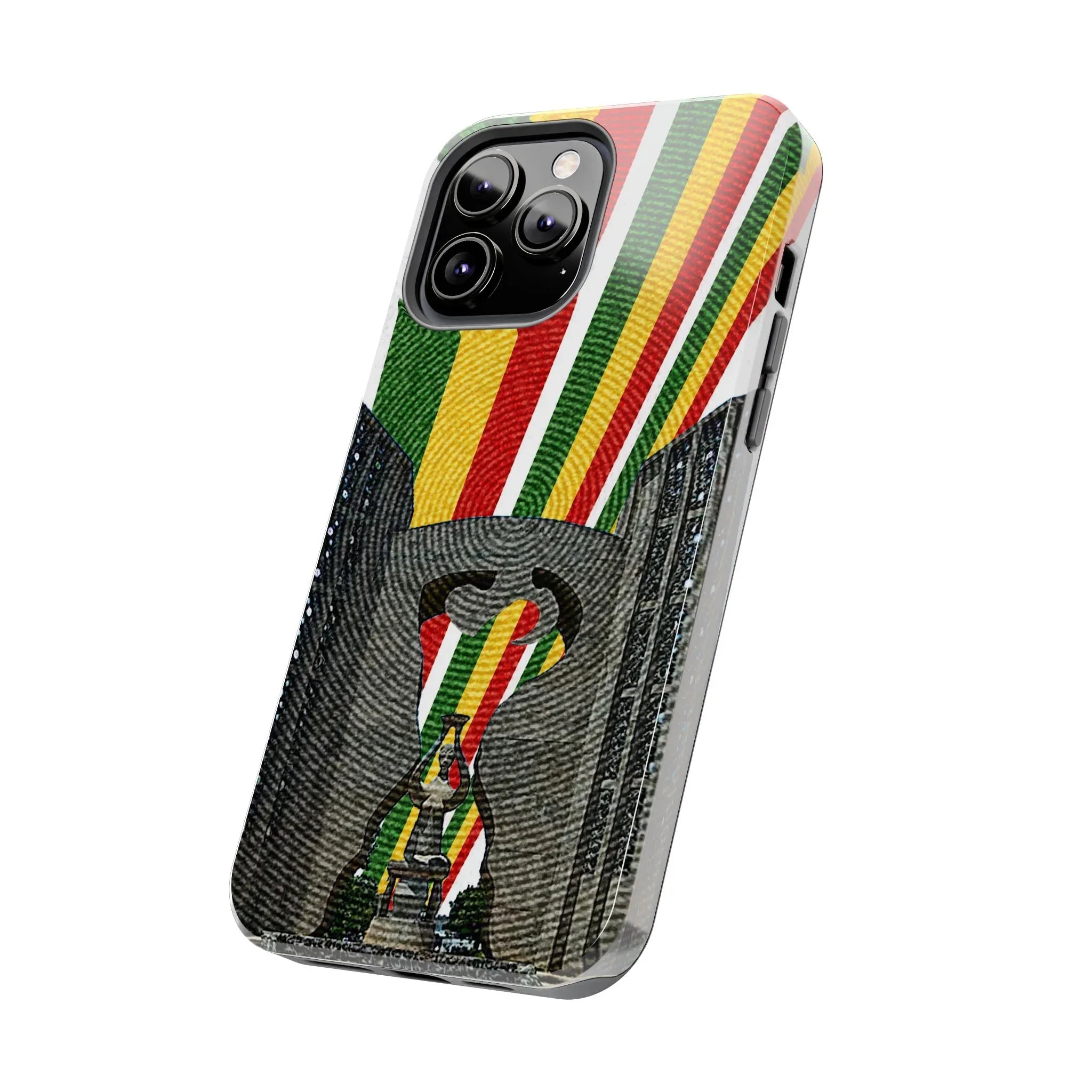 Togo Tough Phone Case — Durable Denim Look with Red Yellow Green Design - DiwaKi