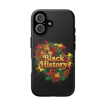 Black History Phone Case — Afrocentric Map Design, Bold Red‑Green‑Gold Splash - DiwaKi