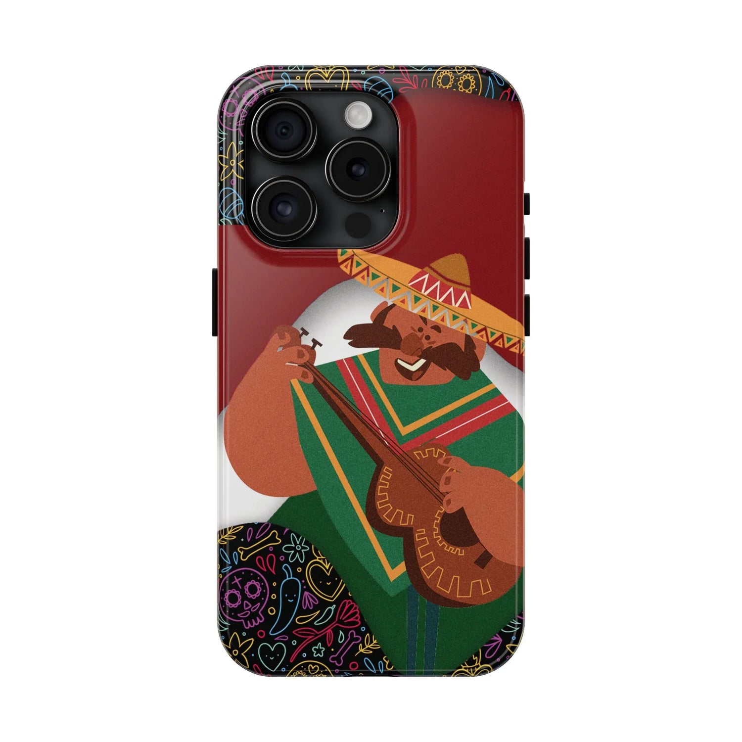 Mexico Mariachi Guitarist Tough Phone Case — Colorful Mexican Folk Art iPhone Cover - DiwaKi