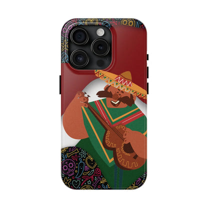 Mexico Mariachi Guitarist Tough Phone Case — Colorful Mexican Folk Art iPhone Cover - DiwaKi